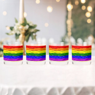 SlipperyJoe's liquid gloss pride flag red orange y Whiskey Glass