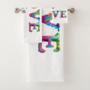 SlipperyJoe's love is love spray paint gay pride c Bath Towel Set