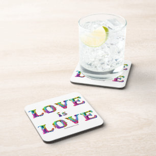 SlipperyJoe's love is love spray paint gay pride c Coaster