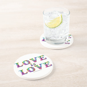 SlipperyJoe's love is love spray paint gay pride c Coaster
