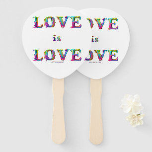 SlipperyJoe's love is love spray paint gay pride c Hand Fan