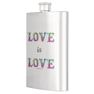 SlipperyJoe's love is love spray paint gay pride c Hip Flask