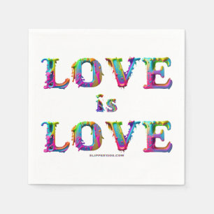 SlipperyJoe's love is love spray paint gay pride c Napkin