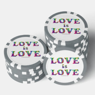 SlipperyJoe's love is love spray paint gay pride c Poker Chips