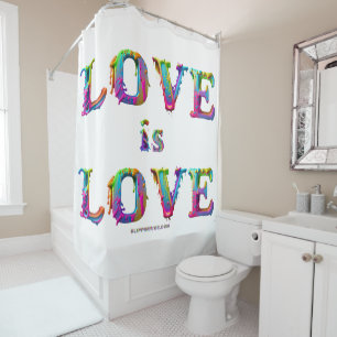 SlipperyJoe's love is love spray paint gay pride c Shower Curtain