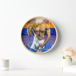 SlipperyJoe's Man six-pack wrestling singlet gym b Clock