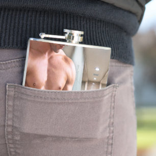 SlipperyJoe's Man sixpack sexy muscles locker room Hip Flask