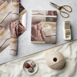 SlipperyJoe's Man sixpack shirtless sexy muscular  Wrapping Paper