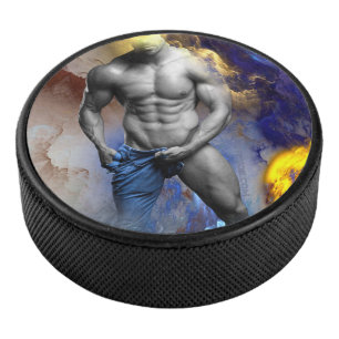SlipperyJoe's Man steamy shirtless abs sixpack put Hockey Puck