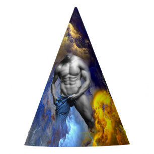 SlipperyJoe's Man steamy shirtless abs sixpack put Party Hat
