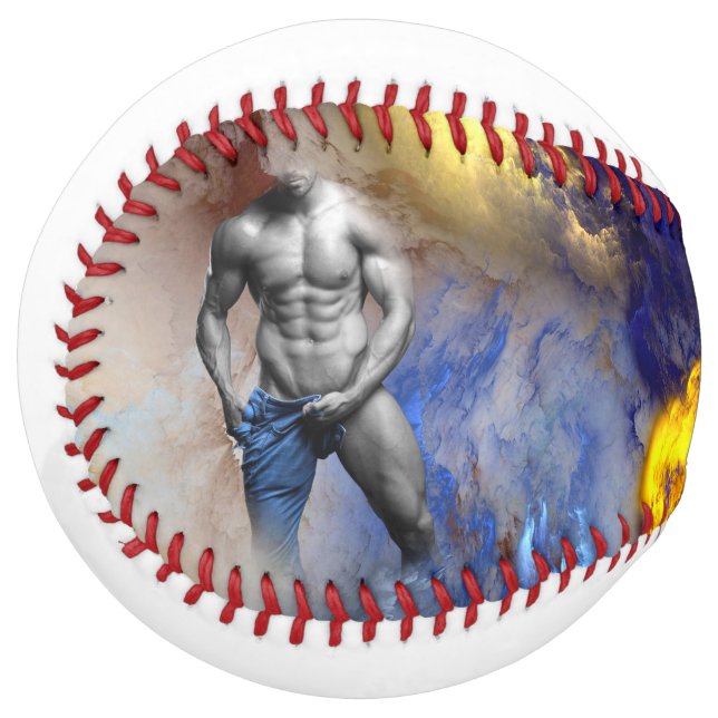 SlipperyJoe's Man steamy shirtless abs sixpack put Softball (Front Left)