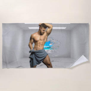 SlipperyJoe's Man towel broken white brick wall ba