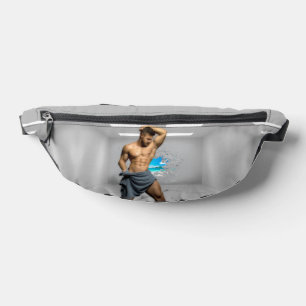 SlipperyJoe's Man towel broken white brick wall ba Bum Bags