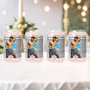 SlipperyJoe's Man towel broken white brick wall ba Can Glass