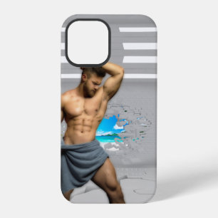 SlipperyJoe's Man towel broken white brick wall ba iPhone 12 Pro Case