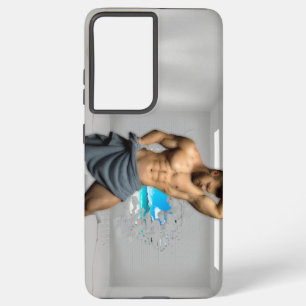 SlipperyJoe's Man towel broken white brick wall ba Samsung Galaxy Case