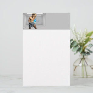 SlipperyJoe's Man towel broken white brick wall ba Stationery