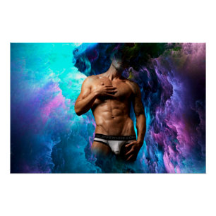 SlipperyJoe's Man underwear bulge purple blue abst Poster