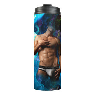 SlipperyJoe's Man underwear bulge purple blue abst Thermal Tumbler
