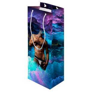 SlipperyJoe's Man underwear bulge purple blue abst Wine Gift Bag