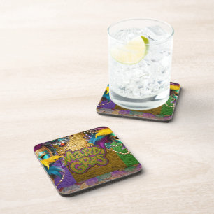 SlipperyJoe's Mardi Gras Bead Necklaces doubloons  Coaster