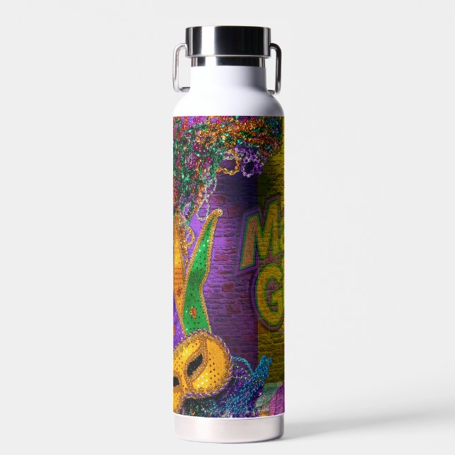 SlipperyJoe's Mardi Gras Bead Necklaces doubloons  Water Bottle (Front)