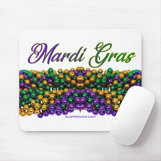 SlipperyJoe's Mardi Gras Bead Necklaces purple gol Mouse Pad (With Mouse)