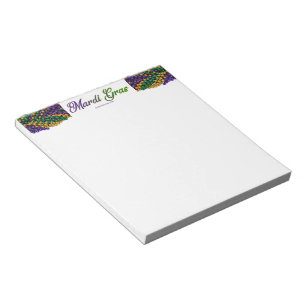SlipperyJoe's Mardi Gras Bead Necklaces purple gol Notepad