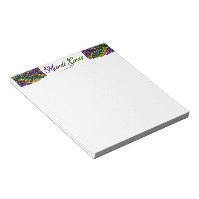 SlipperyJoe's Mardi Gras Bead Necklaces purple gol Notepad (Angled)