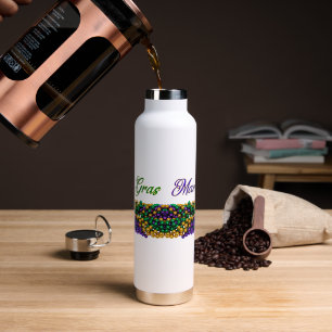 SlipperyJoe's Mardi Gras Bead Necklaces purple gol Water Bottle