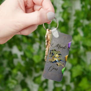 SlipperyJoe's Mardi Gras celebration decorative Ve Key Ring