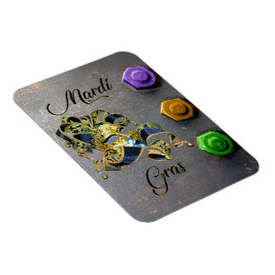 SlipperyJoe's Mardi Gras celebration decorative Ve Magnet