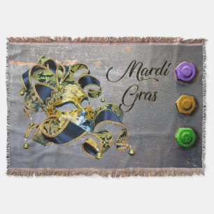 SlipperyJoe's Mardi Gras celebration decorative Ve Throw Blanket