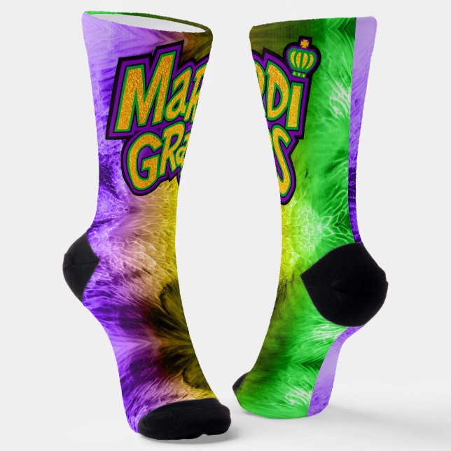 SlipperyJoe's Mardi Gras crown purple gold green w Socks (Angled)
