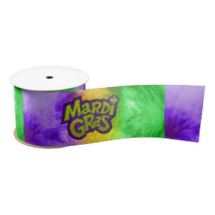 SlipperyJoe's Mardi Gras festival purple green yel Satin Ribbon