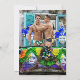 SlipperyJoe's Mardi Gras masks beads decorations s Holiday Card