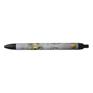 SlipperyJoe's Mardi Gras masquerade mask purple ye Black Ink Pen