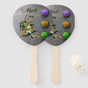 SlipperyJoe's Mardi Gras masquerade mask purple ye Hand Fan