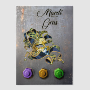 SlipperyJoe's Mardi Gras masquerade mask purple ye Vellum Invitations