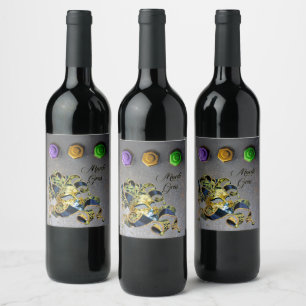 SlipperyJoe's Mardi Gras masquerade mask purple ye Wine Label