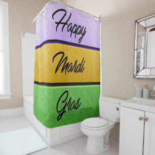 SlipperyJoe's Mardi Gras purple gold green metal s Shower Curtain