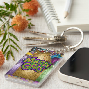 SlipperyJoe's Mardi Gras-themed graphic doubloons  Key Ring