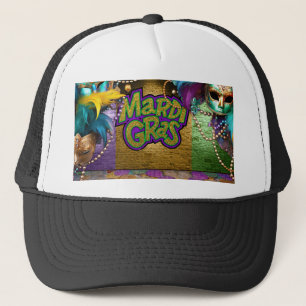 SlipperyJoe's Mardi Gras-themed graphic doubloons  Trucker Hat