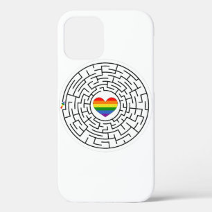 SlipperyJoe's maze encircles rainbow heart arrow m iPhone 12 Pro Case