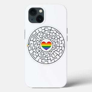 SlipperyJoe's maze encircles rainbow heart arrow m iPhone 13 Case