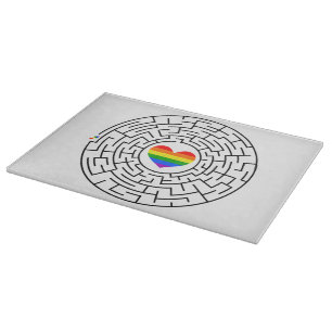 SlipperyJoe's maze encircles rainbow heart arrow m Cutting Board