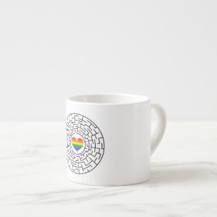 SlipperyJoe's maze encircles rainbow heart arrow m Espresso Cup