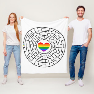 SlipperyJoe's maze encircles rainbow heart arrow m Fleece Blanket