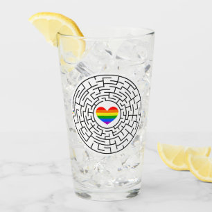 SlipperyJoe's maze encircles rainbow heart arrow m Glass