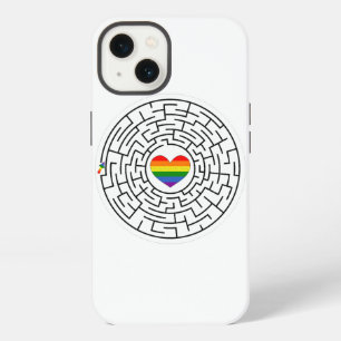 SlipperyJoe's maze encircles rainbow heart arrow m iPhone 13 Case